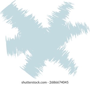 Um floco de neve puxado por giz de cera com bordas irregulares e forma abstrata. O floco de neve apresenta texturas ásperas e formas irregulares. Ilustração de vetor de desenhos animados.