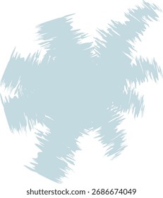 Un copo de nieve dibujado en crayón con bordes irregulares y forma abstracta. El copo de nieve presenta texturas ásperas y Formas irregulares. Ilustración vectorial de dibujos animados.
