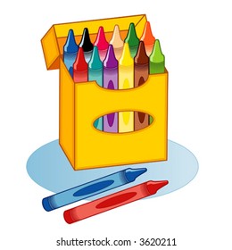 Crayons in Big Box, Twelve colors for back to school, home and office projects.  EPS8 compatible. 