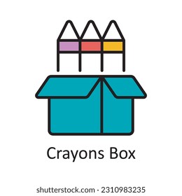 Crayons Box Filled Outline Icon Design illustration. Art and Crafts Symbol on White background EPS 10 File