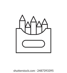 crayones caja de diseño de iconos, aislado sobre fondo blanco, Ilustración vectorial