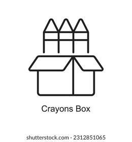 Crayons Box Outline Icon Design illustration. Art and Crafts Symbol on White background EPS 10 File
