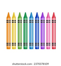 Crayons, collection of colorful wax pencils. Vector illustration