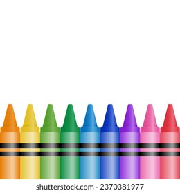  Crayons, collection of colorful wax pencils. Vector illustration