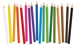 Crayons - Colored Pencil Set Loosely Arranged - Vector On White Background.