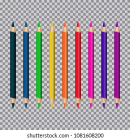 Crayons - colored pencil set loosely arranged - vector on transparent background.
