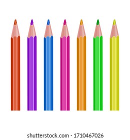 Crayones - conjunto de lápices de colores ligeramente organizado, vectorial muestra 10 ilustraciones sobre fondo blanco.