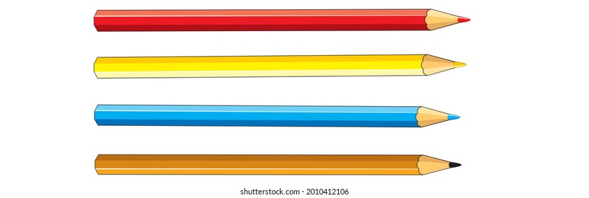 Crayones - conjunto de lápices de colores ordenados libremente - vector sobre fondo blanco.
