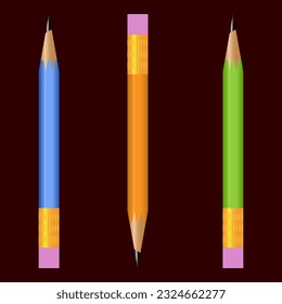 Crayons - colored pencil set loosely arranged - vector on white background - Pencil Illustration Vector EPS 10