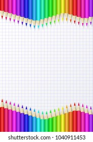 crayons colored pencils on checkered sheet