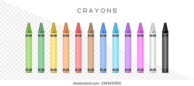 Crayons. Colorful wax pencils collection. Vector realistic illustration EPS10