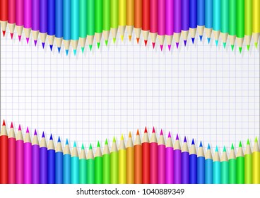 crayons coloured pencils on checkered sheet

