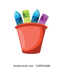 crayones aislados en suministros de vasos