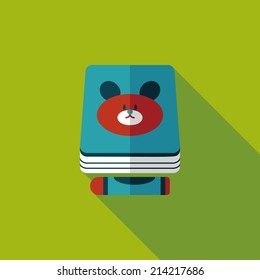 crayons drawing and book flat icon with long shadow,eps10