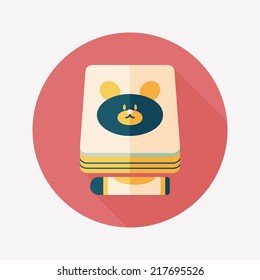 crayons drawing and book flat icon with long shadow,eps10