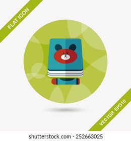 crayons drawing and book flat icon with long shadow,eps10