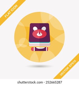 crayons drawing and book flat icon with long shadow,eps10