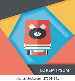 crayons drawing and book flat icon with long shadow,eps10