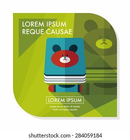 crayons drawing and book flat icon with long shadow,eps10