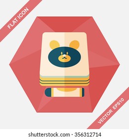crayons drawing and book flat icon with long shadow,eps10