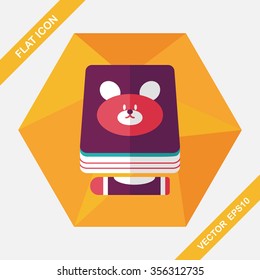 crayons drawing and book flat icon with long shadow,eps10