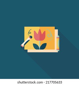 crayons drawing flat icon with long shadow,eps10