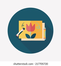 crayons drawing flat icon with long shadow,eps10