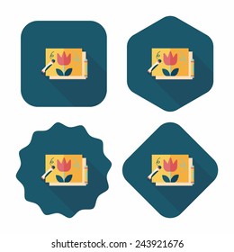 crayons drawing flat icon with long shadow,eps10