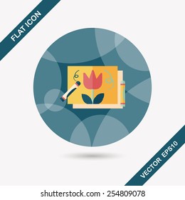 crayons drawing flat icon with long shadow,eps10