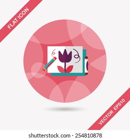 crayons drawing flat icon with long shadow,eps10