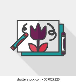 crayons drawing flat icon with long shadow,eps10