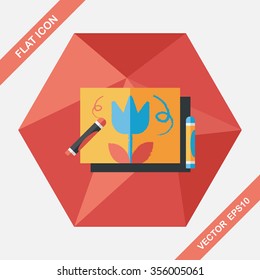 crayons drawing flat icon with long shadow,eps10