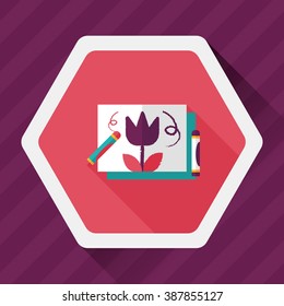 crayons drawing flat icon with long shadow,eps10