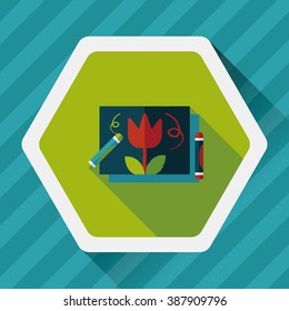 crayons drawing flat icon with long shadow,eps10