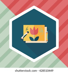 crayons drawing flat icon with long shadow,eps10