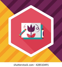 crayons drawing flat icon with long shadow,eps10
