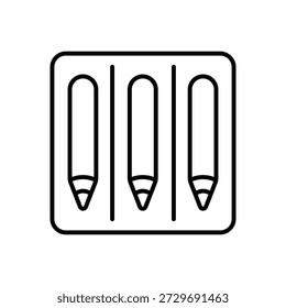 Liniensymbol für Zeichenstifte und Zeichenwerkzeuge: Kinderkunstbedarf