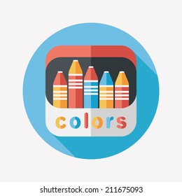 crayons flat icon with long shadow,eps10