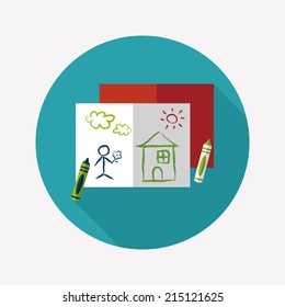 crayons flat icon with long shadow,eps10