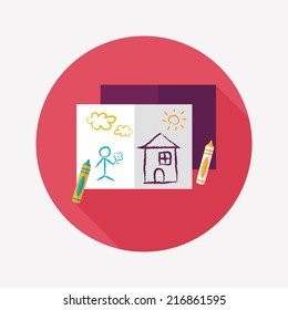 crayons flat icon with long shadow,eps10