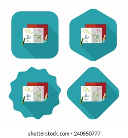crayons flat icon with long shadow,eps10
