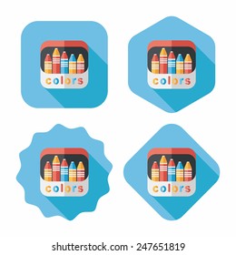 crayons flat icon with long shadow,eps10