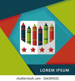 crayons flat icon with long shadow,eps10