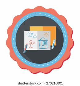 crayons flat icon with long shadow,eps10