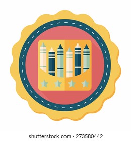 crayons flat icon with long shadow,eps10