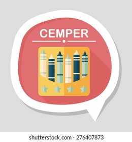 crayons flat icon with long shadow,eps10