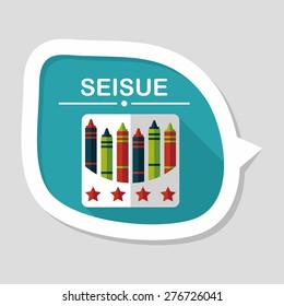 crayons flat icon with long shadow,eps10