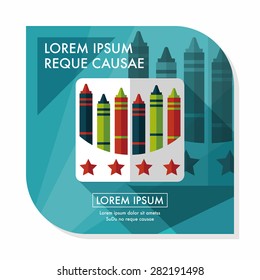 crayons flat icon with long shadow,eps10