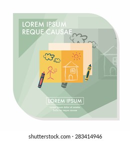 crayons flat icon with long shadow,eps10
