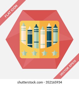 crayons flat icon with long shadow,eps10